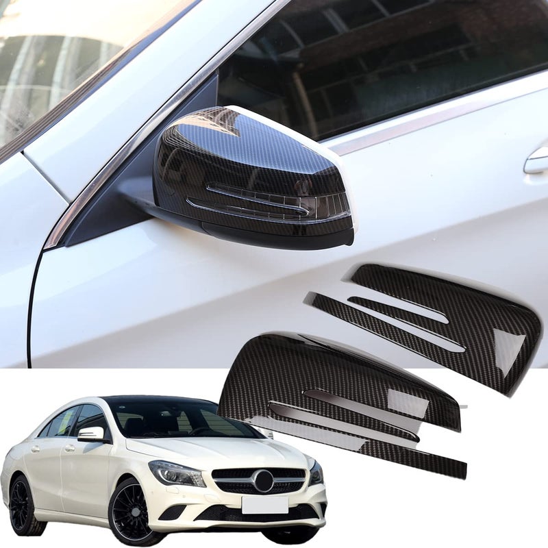 YUECHI For Mercedes Benz A CLA GLA GLK Class W176 W117 X156 X204 2014-2017 Carbon Fiber Side Rear View Mirror Cover Trim - Image 1